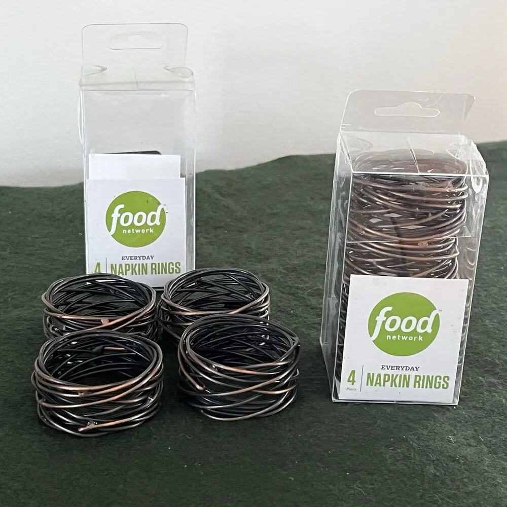 Twisted Metal Bronze-Tone Napkin Rings Set of Eight 1.5 in Wide by Food Network